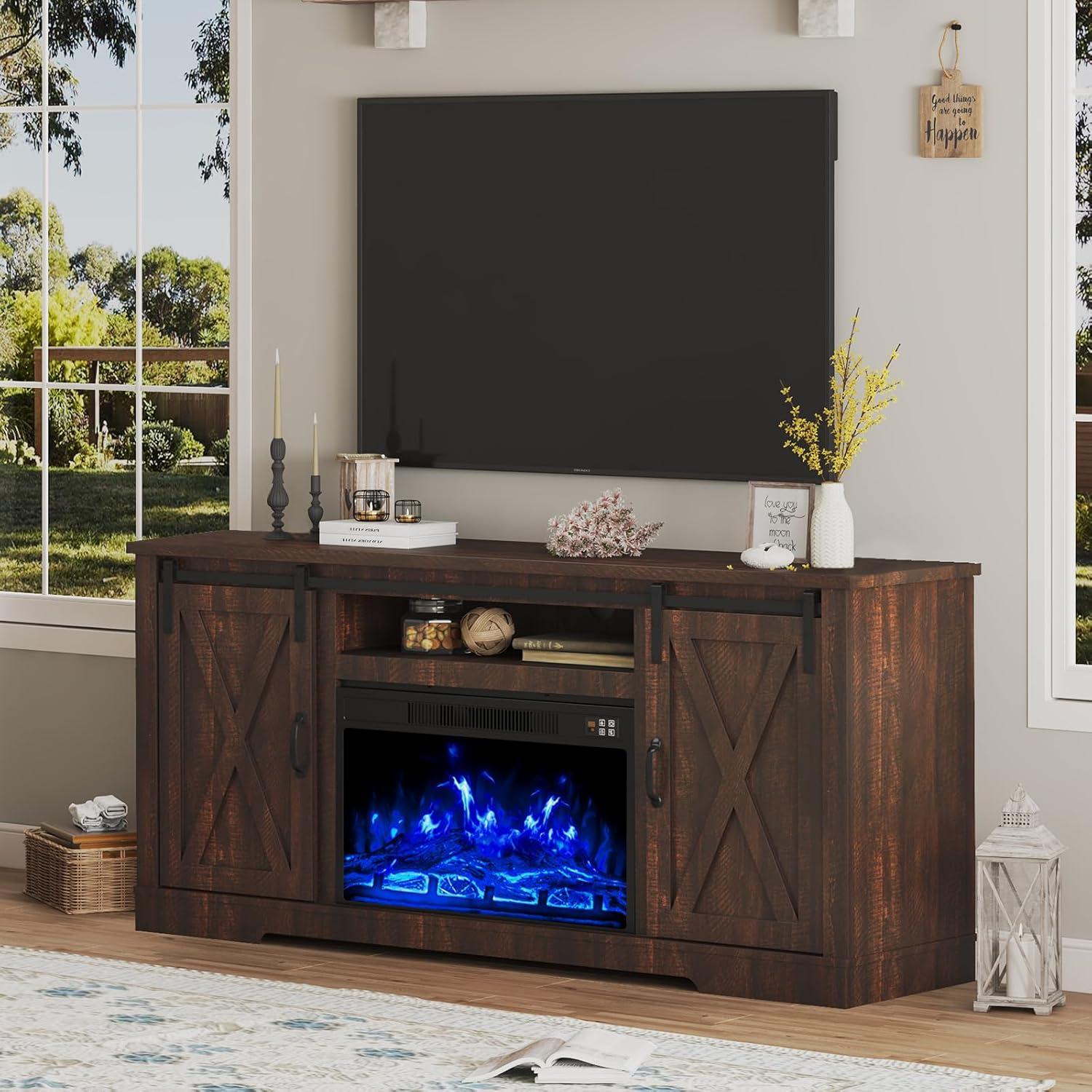 Why We Love the AMERLIFE Fireplace TV Stand's Rustic Charm