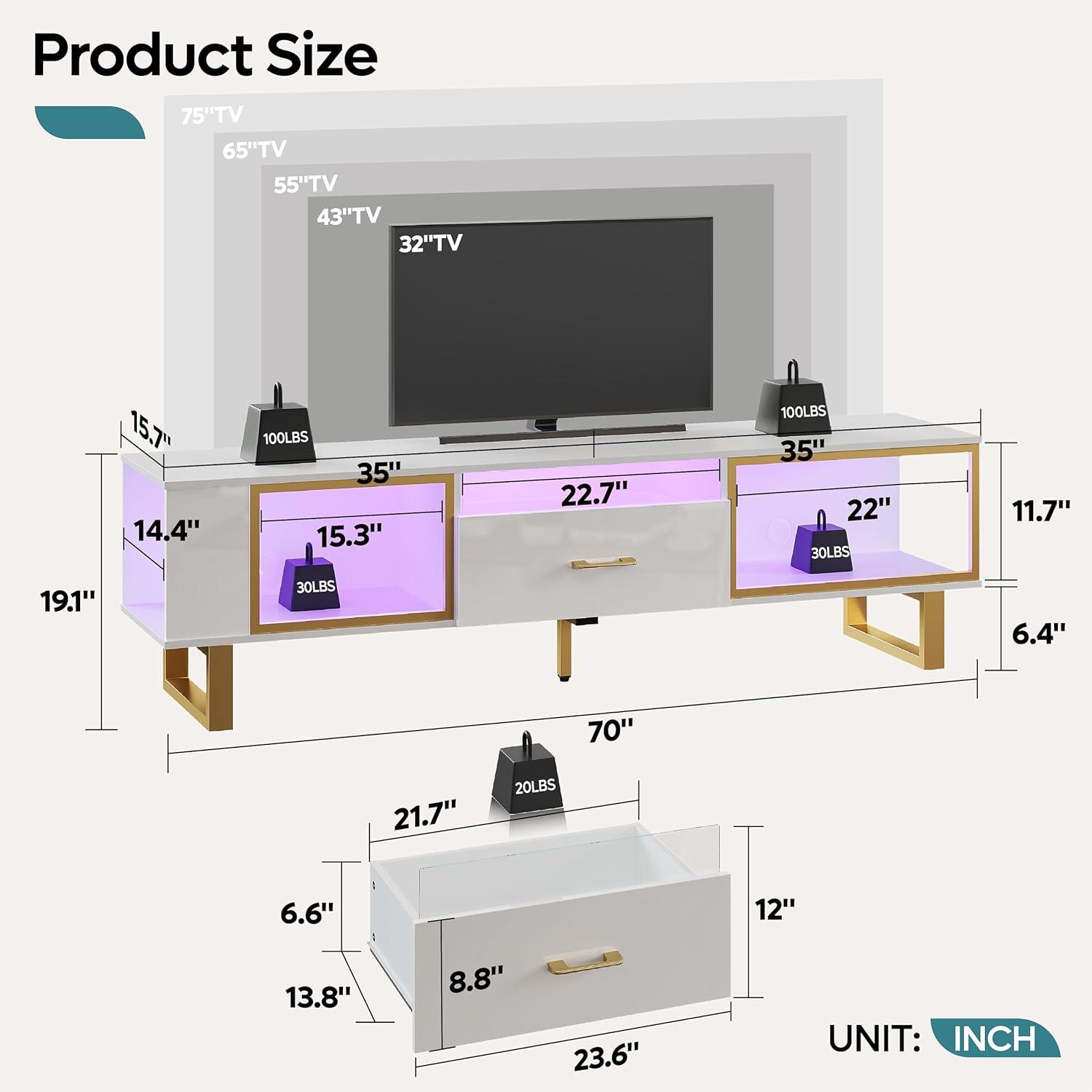 Why We Love the Bestier White & Gold LED TV Stand