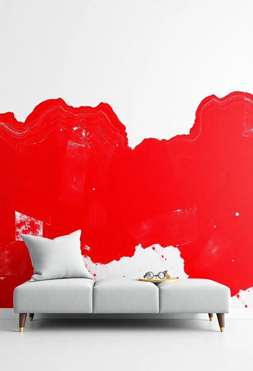 Elevating​ Minimalism Through Abstract‍ Art Choices for Scarlet and Grey Walls