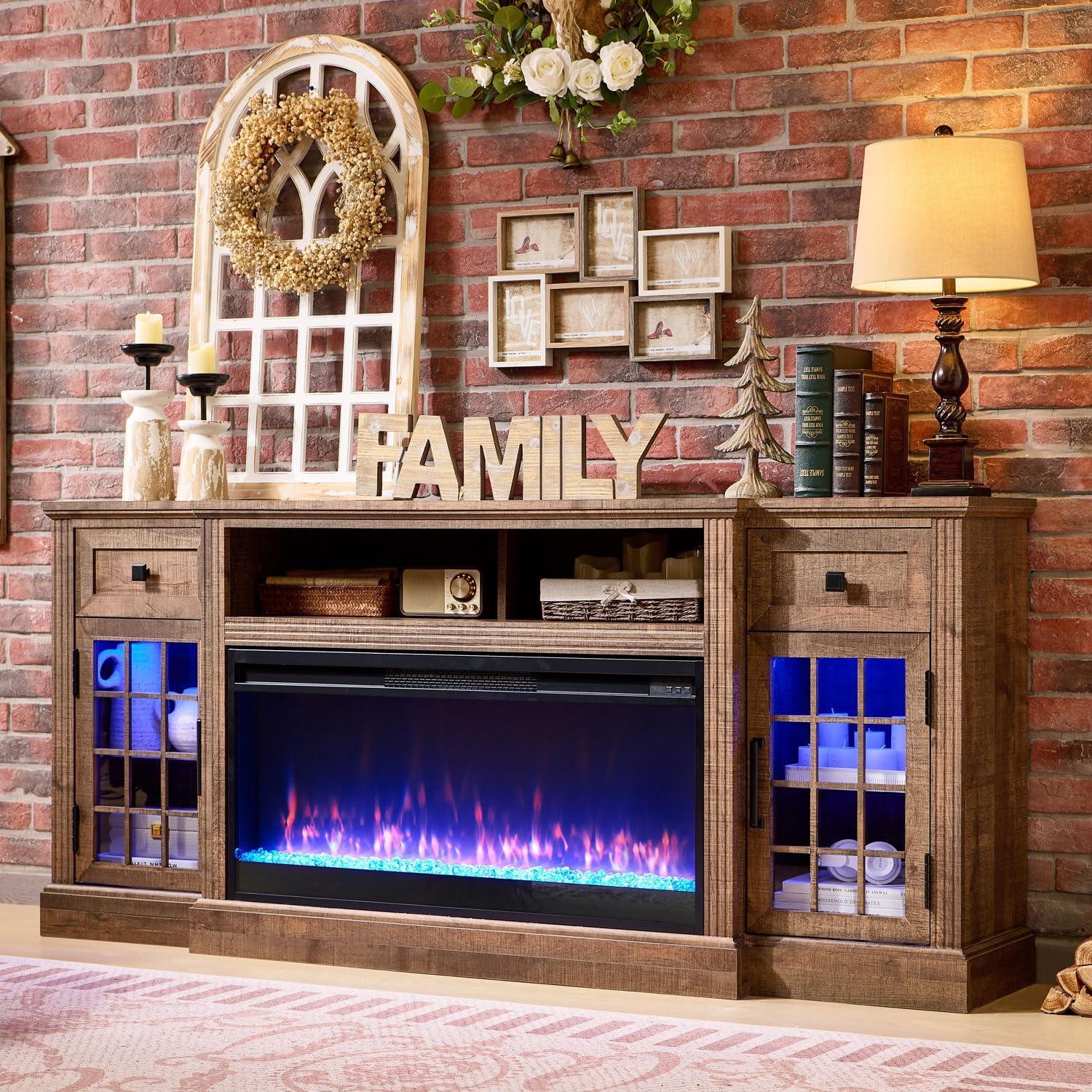 ACCOHOHO Farmhouse Fireplace TV Stand for your media room