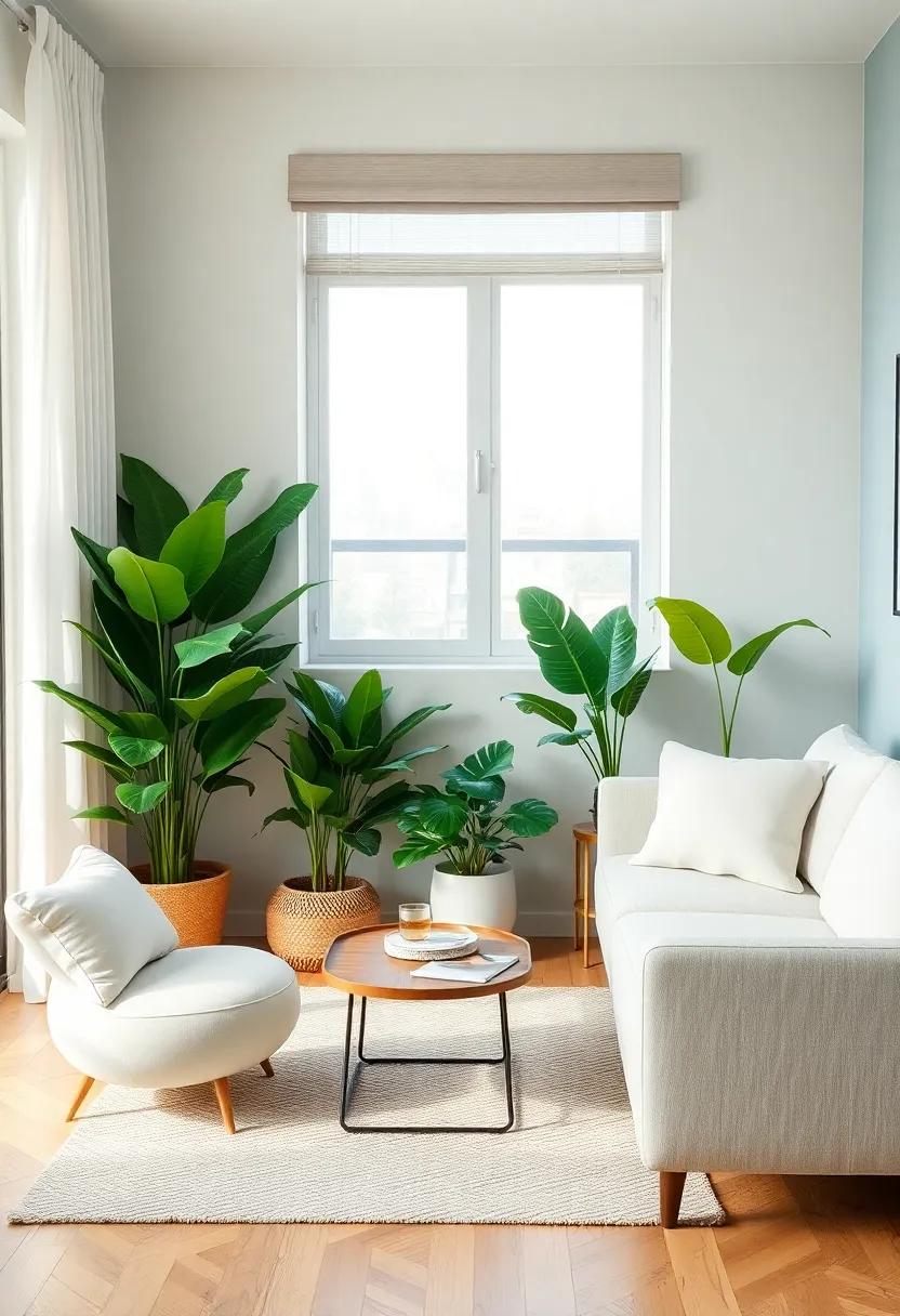 Create a thematic corner: Dedicate a specific area of your living room to a tropical theme,complete with a combination of⁢ plants and ⁣beach-inspired decor