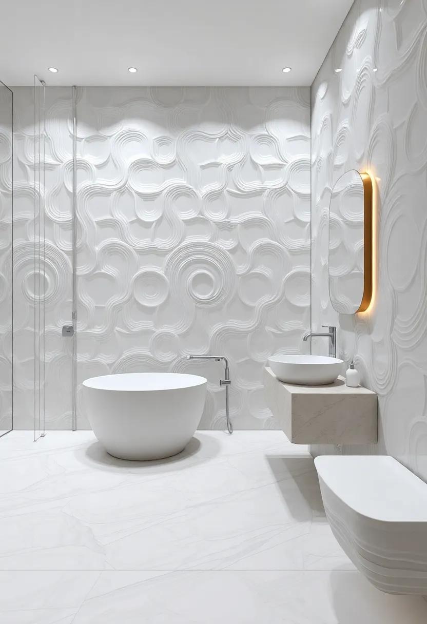 Futuristic 3D Tiles: Step into the future with avant-garde tiles that play⁢ with depth and form, making your ⁤bathroom feel like a cutting-edge masterpiece