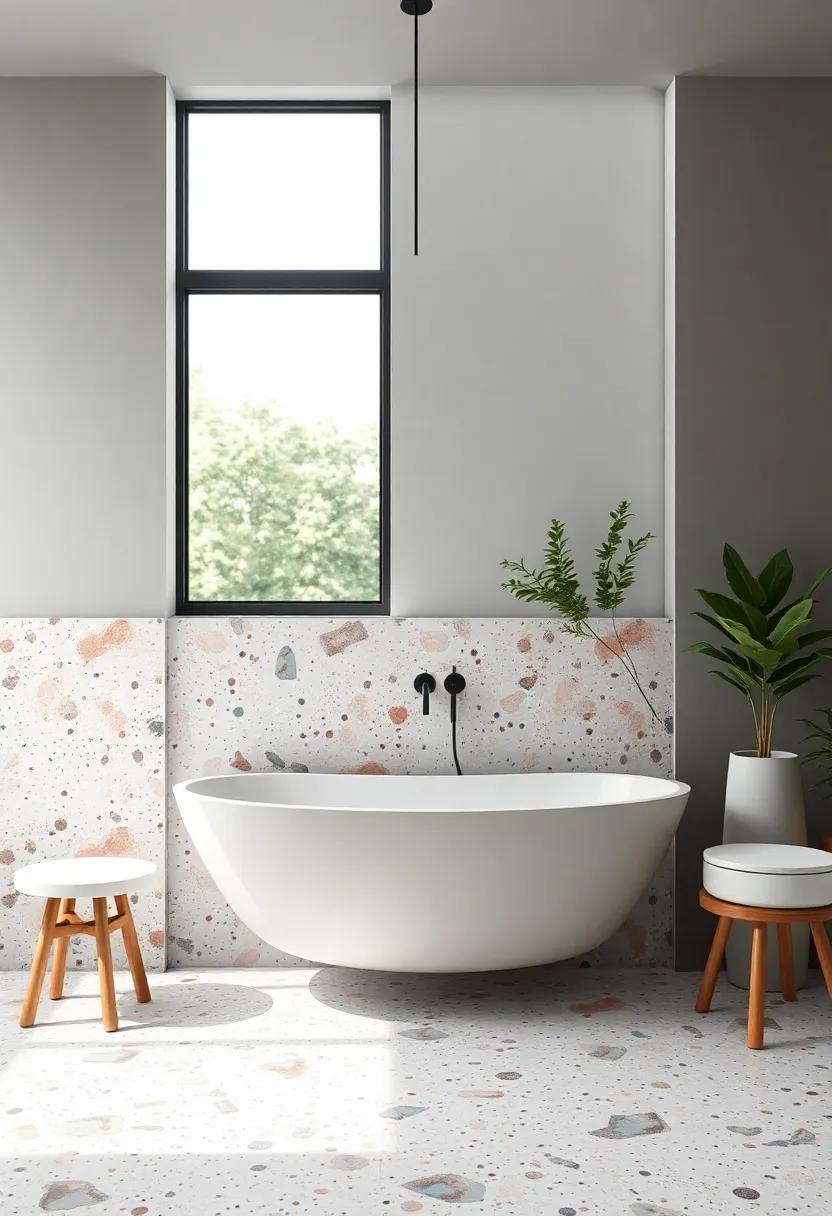 Lively Terrazzo Look: Reimagine your bathroom with terrazzo-inspired tiles that offer a playful ‌mix of colors and patterns,creating a‌ distinct visual appeal