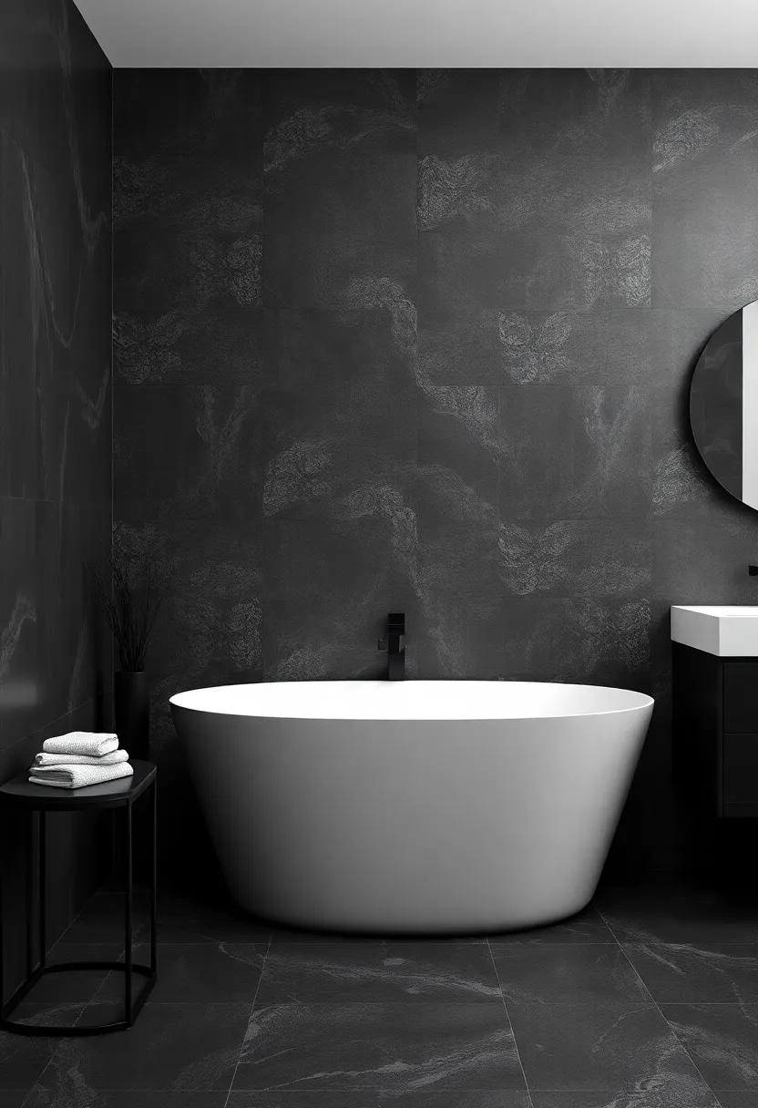 Shadowy Charcoal⁤ Tones: Create depth and drama with deep charcoal tiles that add a moody elegance, perfect ‌for⁢ modern,​ industrial-inspired designs