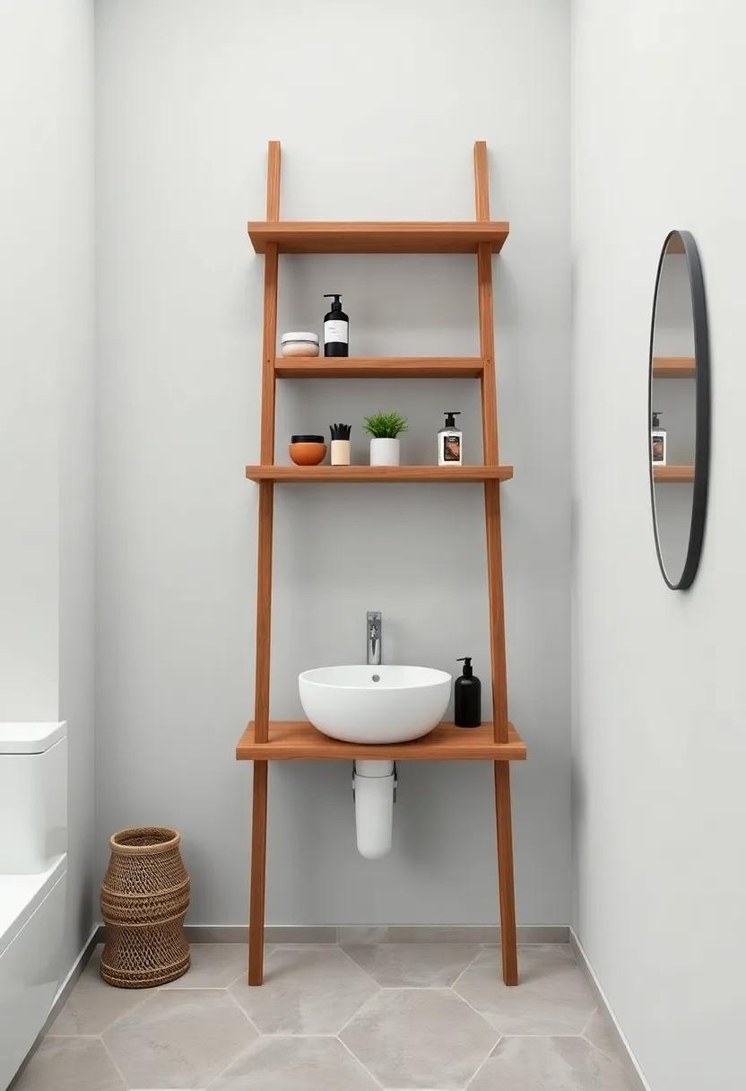 Bathroom​ Ladder Shelves: Get ⁣creative‌ with‌ a leaning ladder design that offers‌ a trendy twist ​while providing ⁢ample storage‌ for a range of items