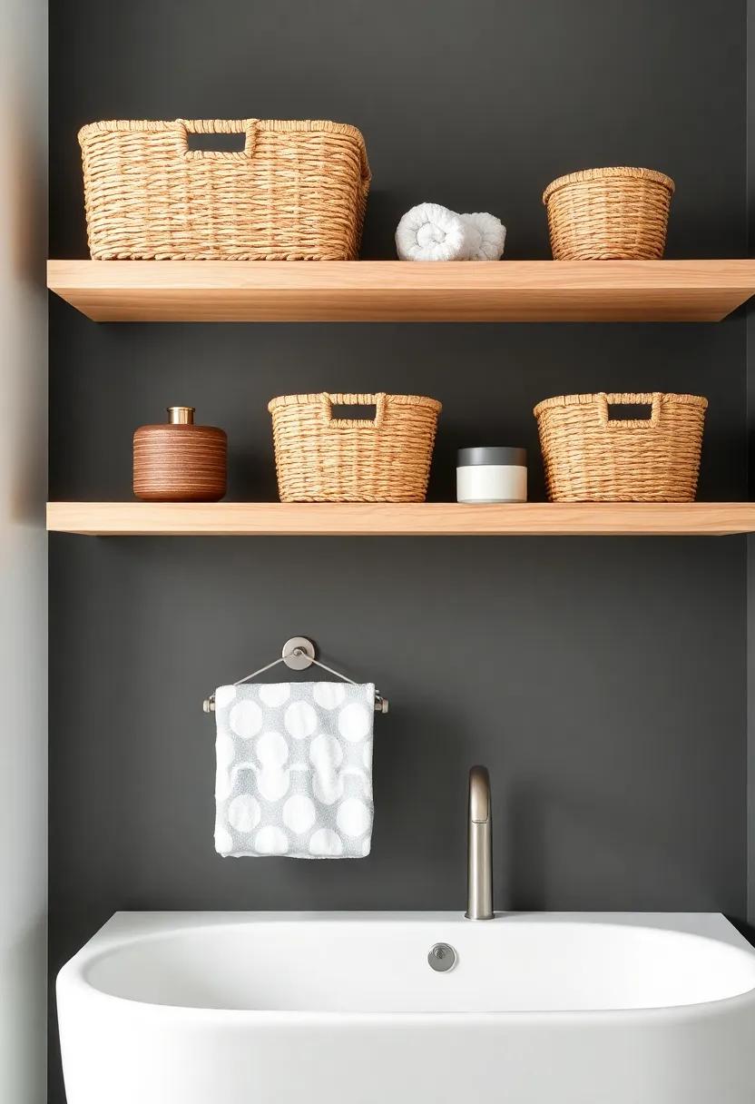 Floating Shelves with Baskets: Keep⁣ your items⁢ neatly stored‌ and easily accessible ​by incorporating woven baskets on floating shelves for organization