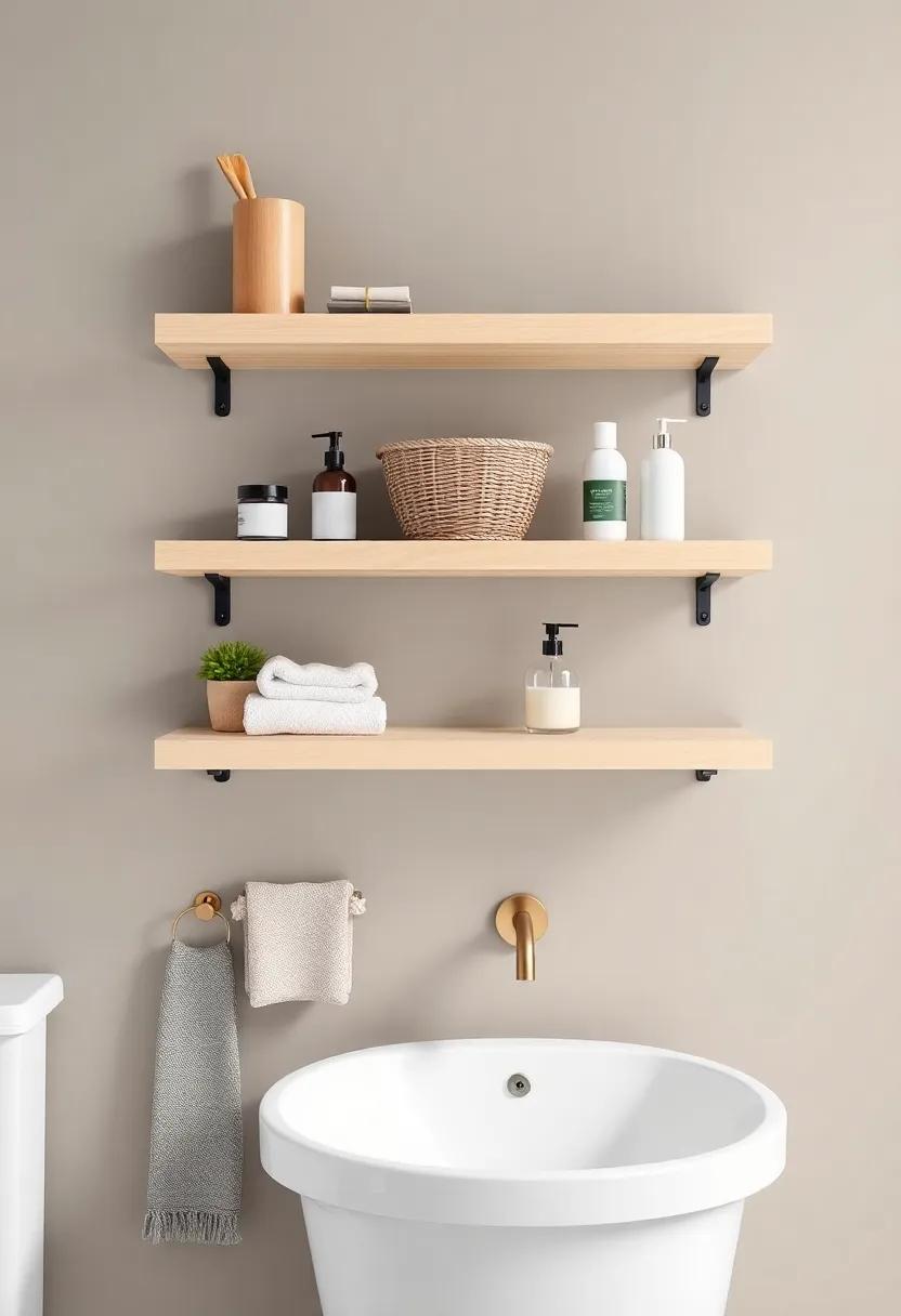 Multifunctional Shelves: Find shelves that incorporate storage baskets or⁢ hooks for a smart, organized approach to bathroom essentials