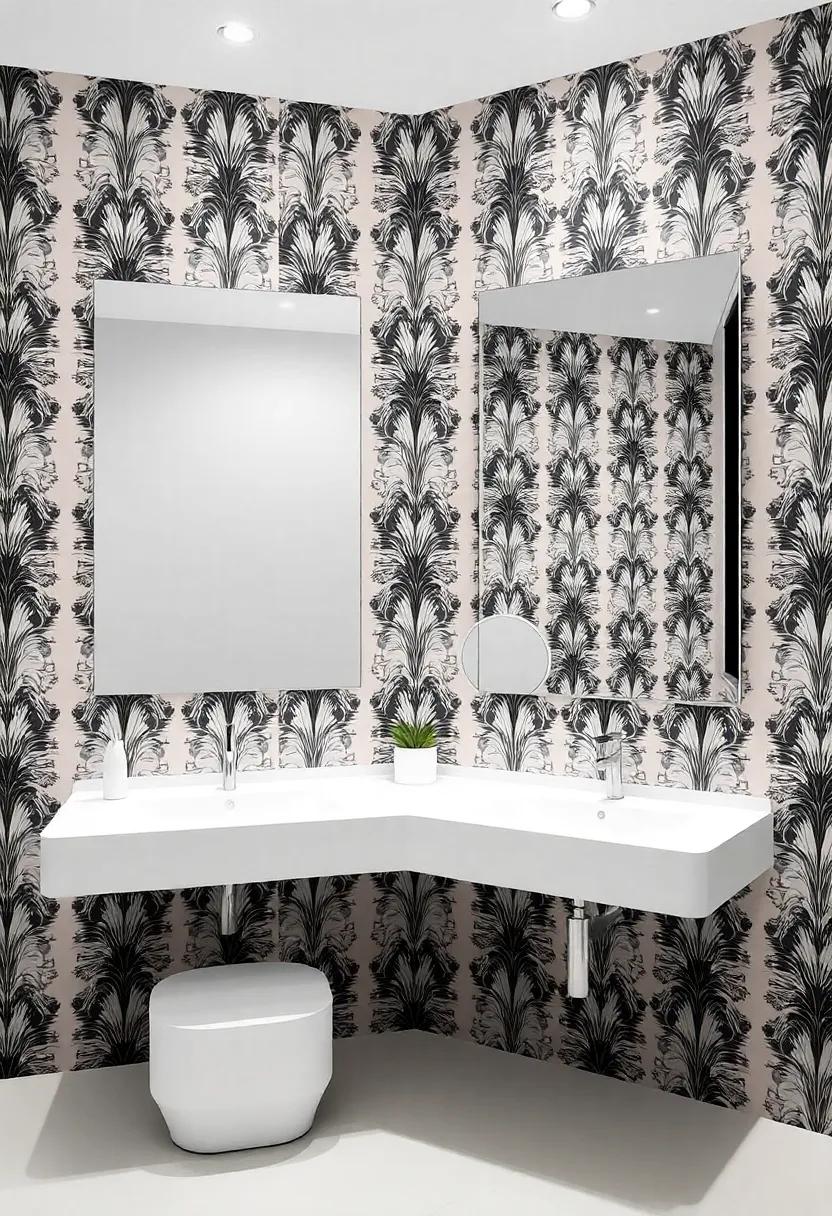 Reflective Backdrops: Bold Wallpaper Behind Mirrors for a Stylish Contrast