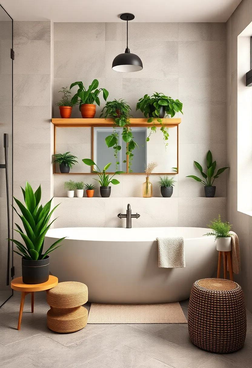 Create Shelf decor with Boosted Greenery: Mix your favorite decorative items with small potted plants or green accents to create stylistic harmony
