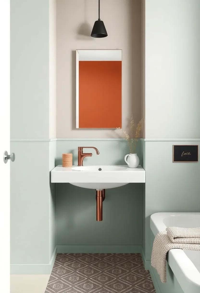 Pale Mint Green ⁤Walls Embracing⁢ Rich Terracotta ​Accents