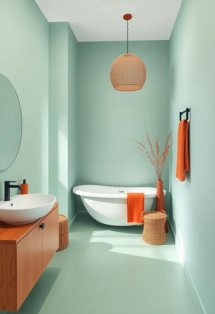 Enchanting Seafoam Green Walls and Complementary Terracotta⁢ Decor