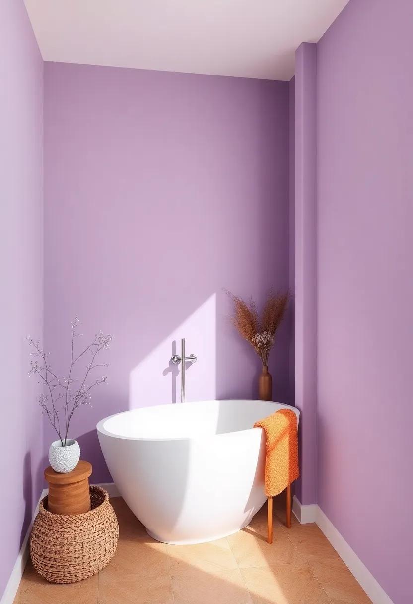 Serene⁢ Lavender Walls Enriched ⁣with Earthy ‍Terracotta Hues
