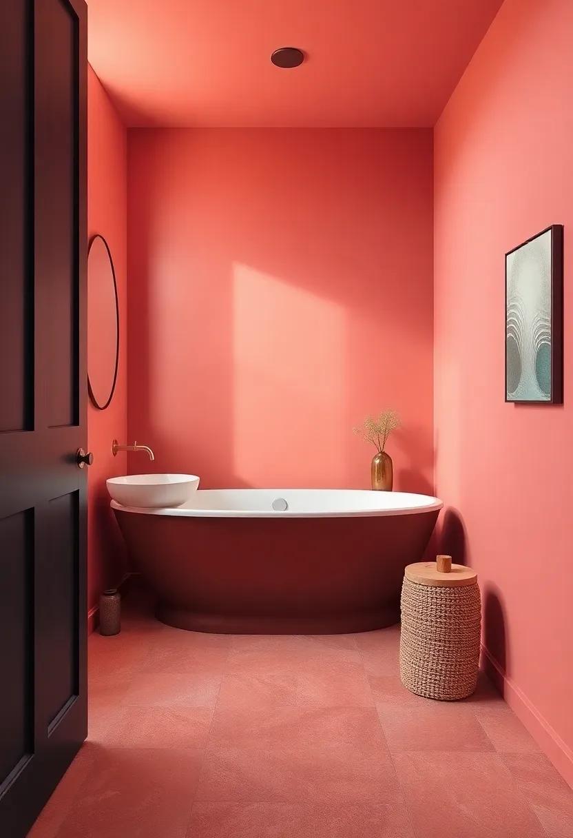 Subtle Coral Walls Enhanced ⁢by Rustic terracotta‍ Textures