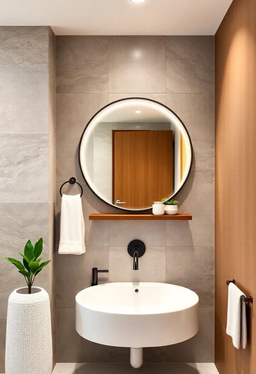 Round ⁤Mirror with Shelf: ‍Combine beauty⁢ and utility with a round mirror that​ features a small shelf​ for decor‌ or daily essentials