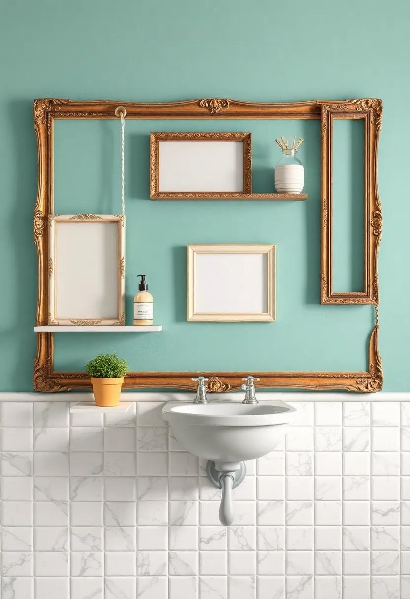 Artistic Painted Antique Frames: Turn antique frames into unique shelf displays, merging art with storage for added flair
