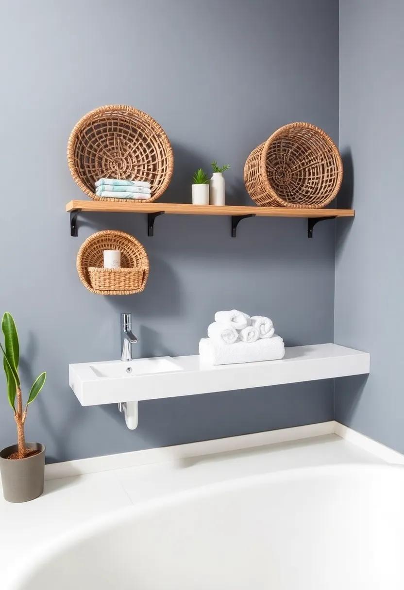 decorative Wall Baskets: Incorporate decorative wall baskets to store smaller items while adding texture and visual interest