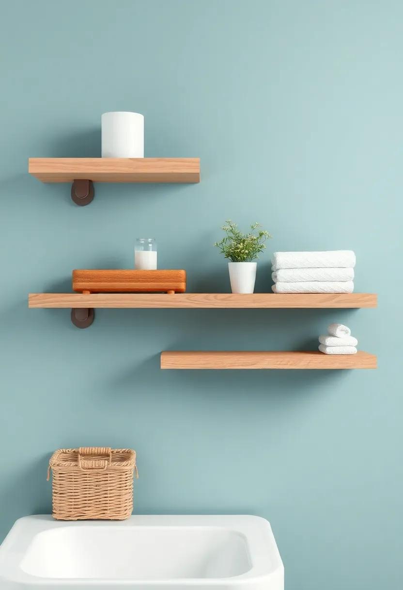 Rustic Wood Floating Shelves: Embrace the warmth of natural materials with these rustic wood shelves that provide both charm and practicality