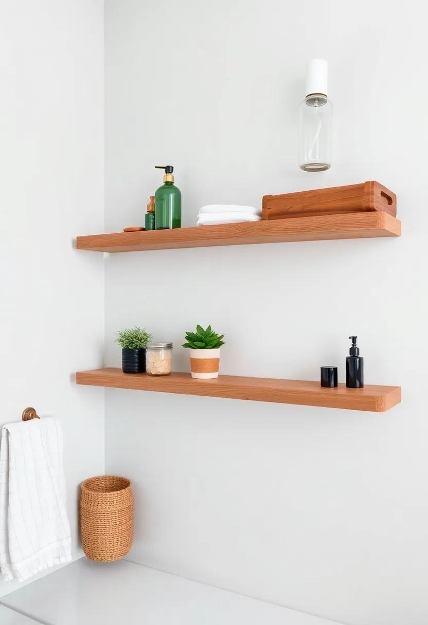 Shabby Chic Floating Shelves: Incorporate a relaxed vibe with shabby chic floating shelves that blend functionality with rustic charm