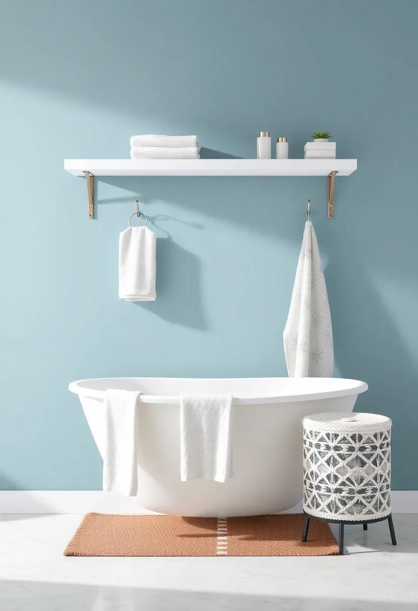 Stylish S-Hooks and Railings: Use S-hooks and railings to hang towels, loofahs, and bath accessories within easy reach