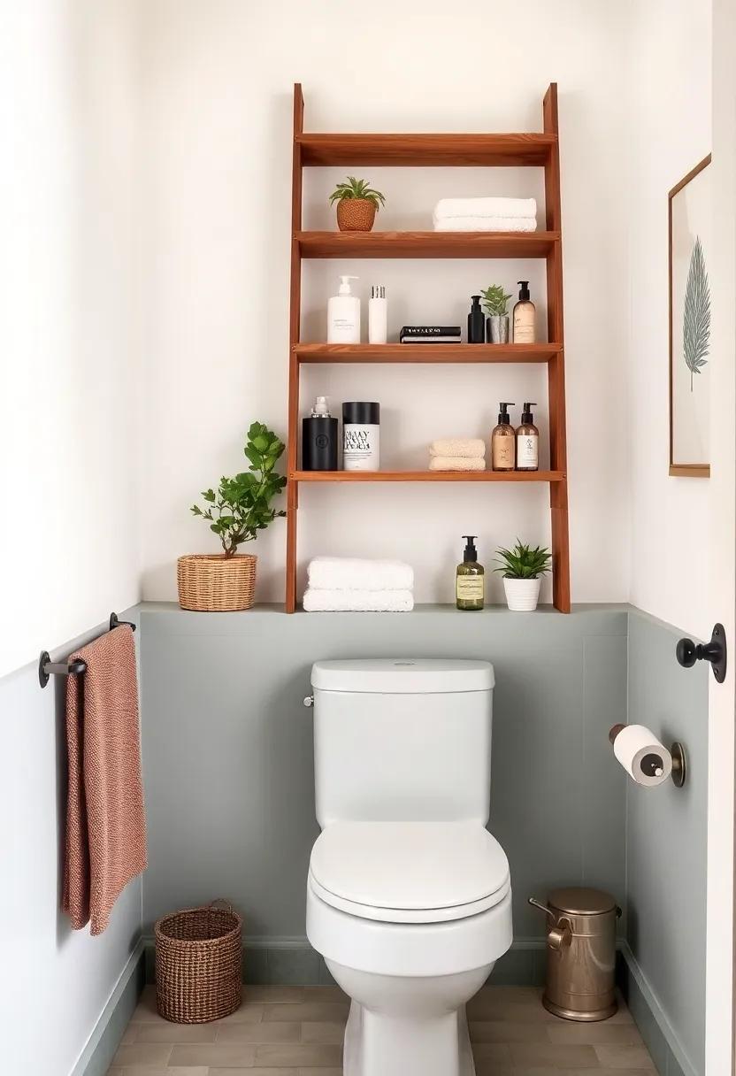 Vintage Ladder Shelves: Infuse character into your bathroom with vintage ladder shelves that create a unique display for your essentials