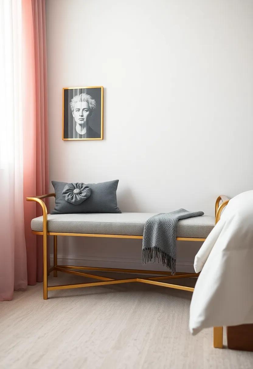 Transforming Small Spaces:⁣ The Impact of Gold-Trimmed​ Benches in‌ Bedrooms