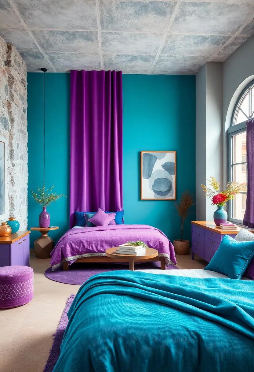 Teal and Purple: ‍These two bold⁤ colors together create an eye-catching contrast, perfect for an eclectic and​ vibrant atmosphere