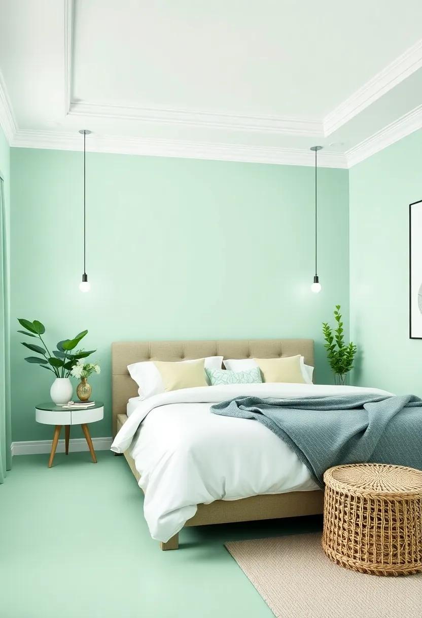 Cool Mint: Refresh your bedroom with ‍cool ‍mint green; this‍ revitalizing hue adds a breezy touch perfect for summer-inspired designs