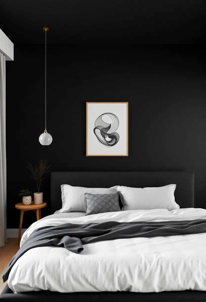 Midnight Black: Go daring with a midnight black accent wall, ‌which can⁣ create depth and drama while highlighting bright decor pieces
