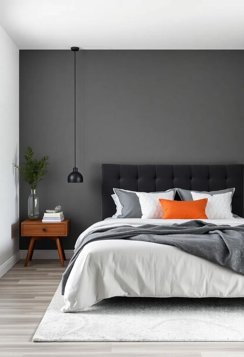 Charcoal Gray: Go bold with charcoal gray, offering a chic contrast‍ to⁢ lighter ⁤furniture and vibrant accents, creating⁢ an effortlessly stylish environment
