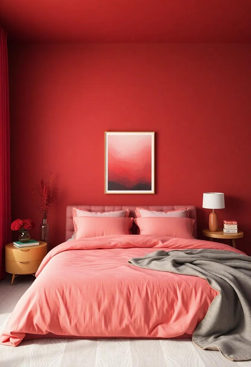 Berry Red: ‌A touch of berry red can create a bold focal point in your bedroom, infusing energy while remaining chic and contemporary when done right