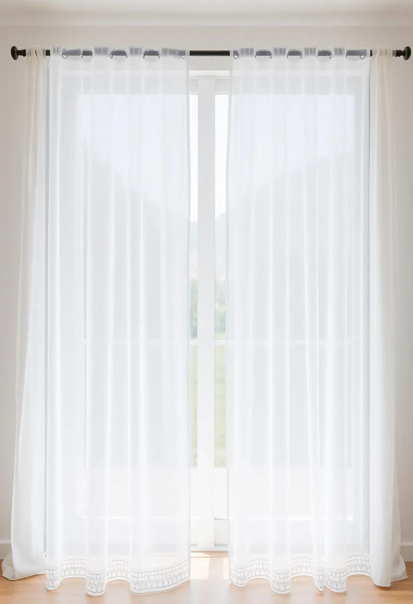 Minimalist Marvel: Choose simple, unadorned sheer lace curtains for a minimalist aesthetic that emphasizes clean lines and uncluttered spaces