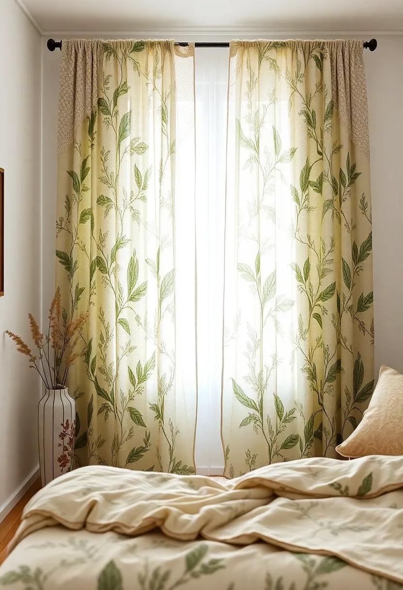 Nature-Inspired: Embrace earthy aesthetics with lace curtains featuring botanical prints that bring elements of the outdoors inside