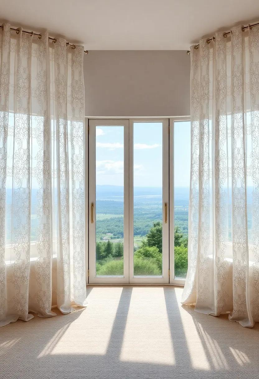 Frame Your View: Use sheer lace curtains to frame your windows and highlight scenic views, making the outdoors feel like part of your interior
