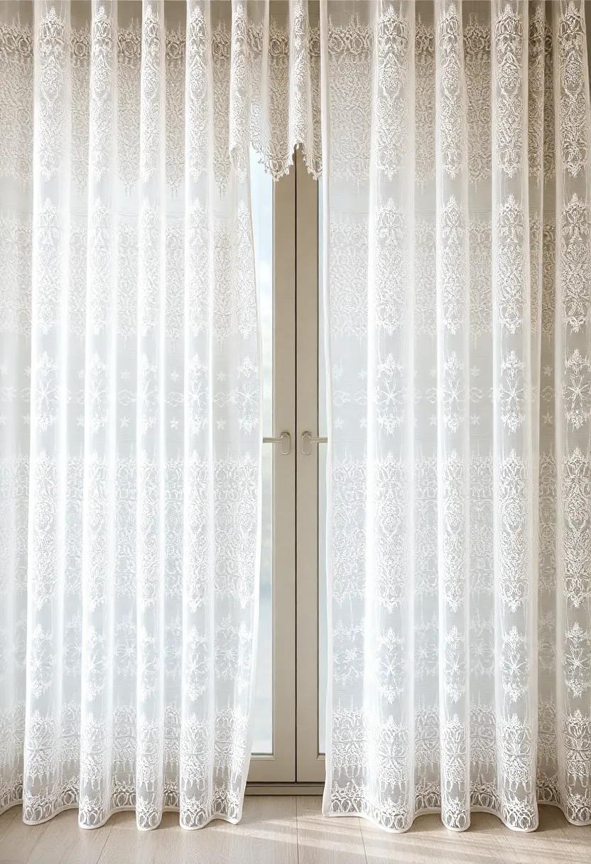 Delicate Layers: Stack two layers of sheer lace curtains in different lengths to create a whimsical, dreamy effect that softens your space