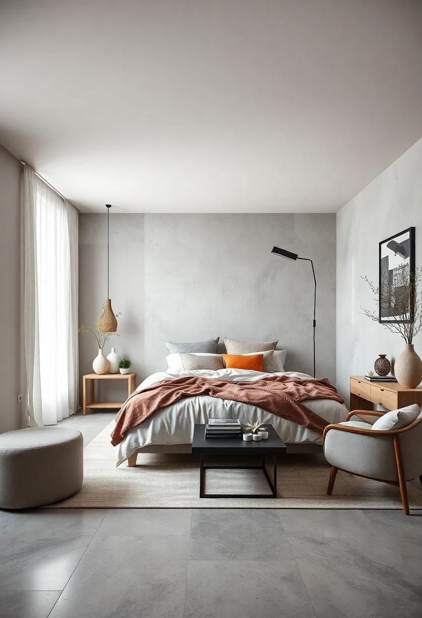 Elegant⁢ Monochrome: Achieve sophisticated tranquility with a monochromatic ⁢palette of grays, where plush textures and⁢ subtle patterns ‍add depth and interest to⁤ the serene space