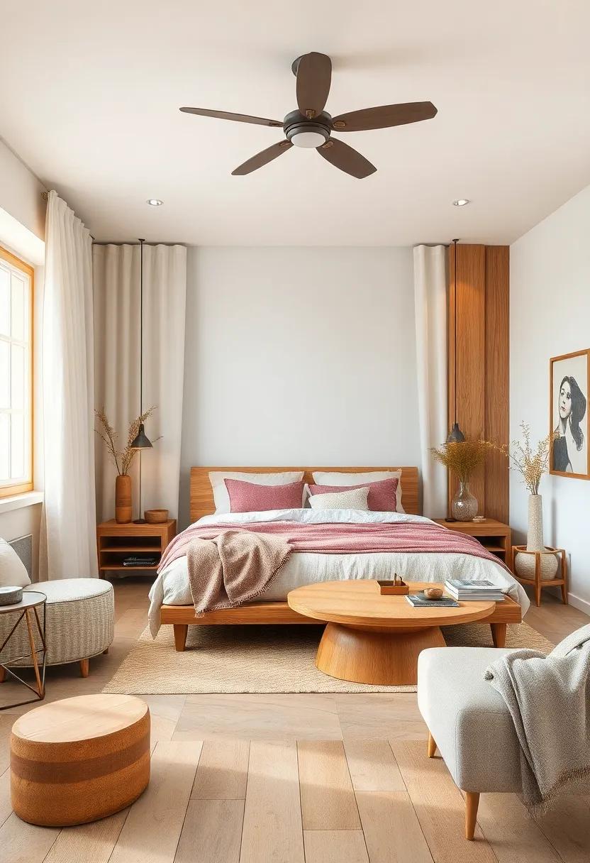 Rustic Charm: Delight in the warmth ⁣of a rustic-inspired bedroom adorned with natural wood elements, creamy linen drapes,‌ and gentle earth tones, creating a harmonious ⁣escape