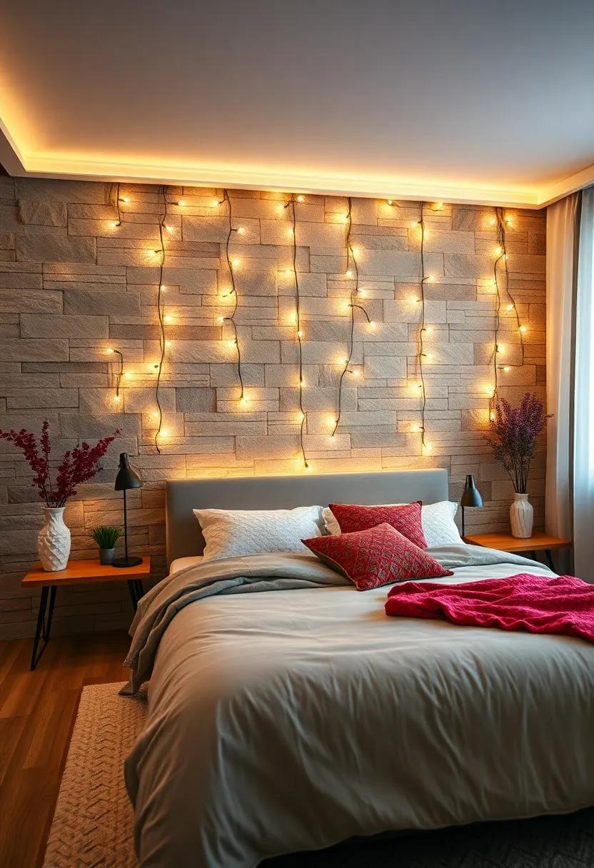 Whimsical‌ Fairy Lights: Adorn your feature wall with strings of⁣ fairy lights to create a cozy, enchanting atmosphere at night