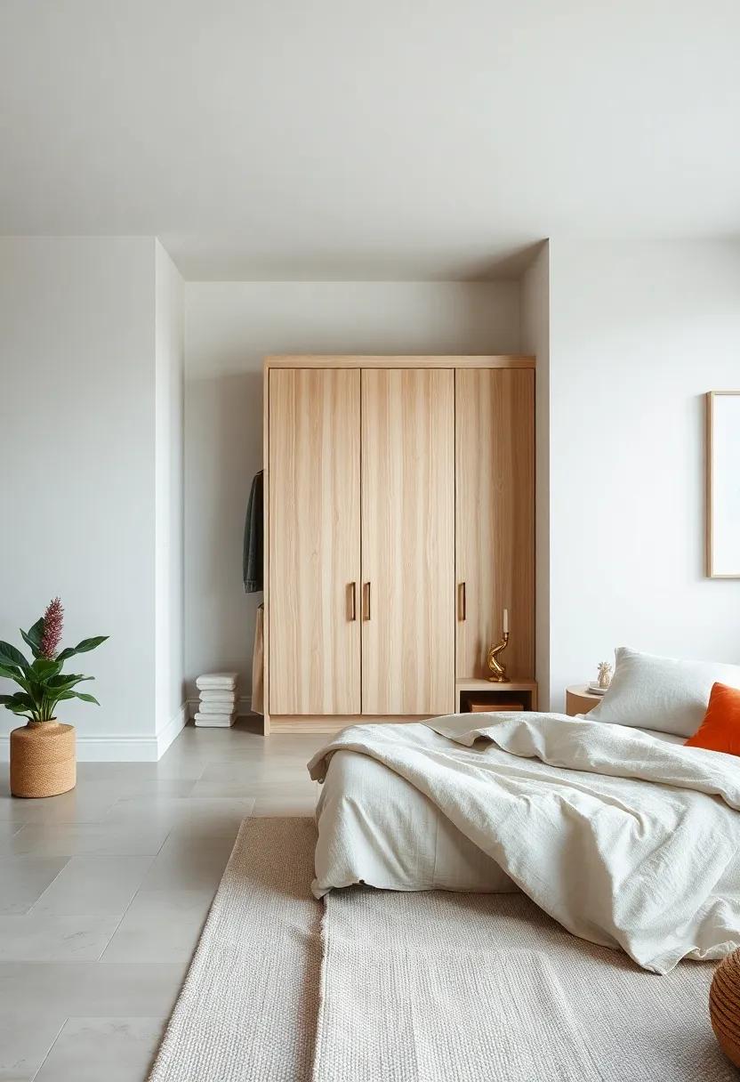 Scandinavian Simplicity: Uncover the beauty of light woods and​ soft ⁤tones, featuring a wardrobe that harmonizes​ with a serene Scandinavian-inspired bedroom