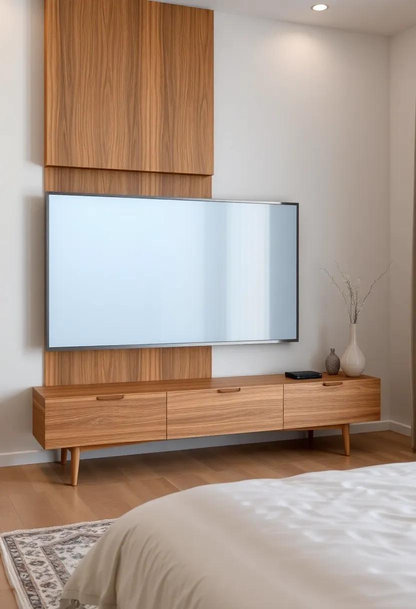 Elevate​ Your space with Modern Wood⁤ accents⁣ in ⁤Bedroom TV Units
