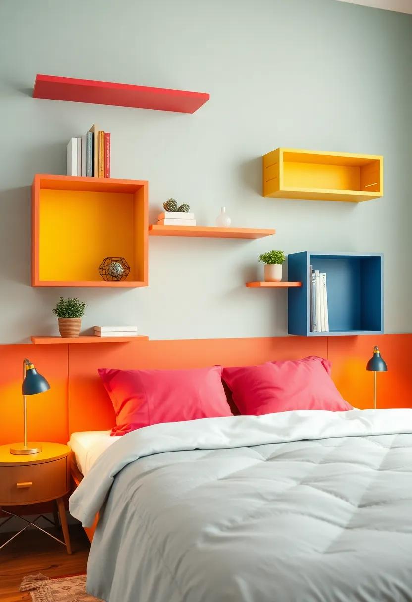 bold Colorful Shelves Making a Statement in ⁤a Vibrant ‌Bedroom