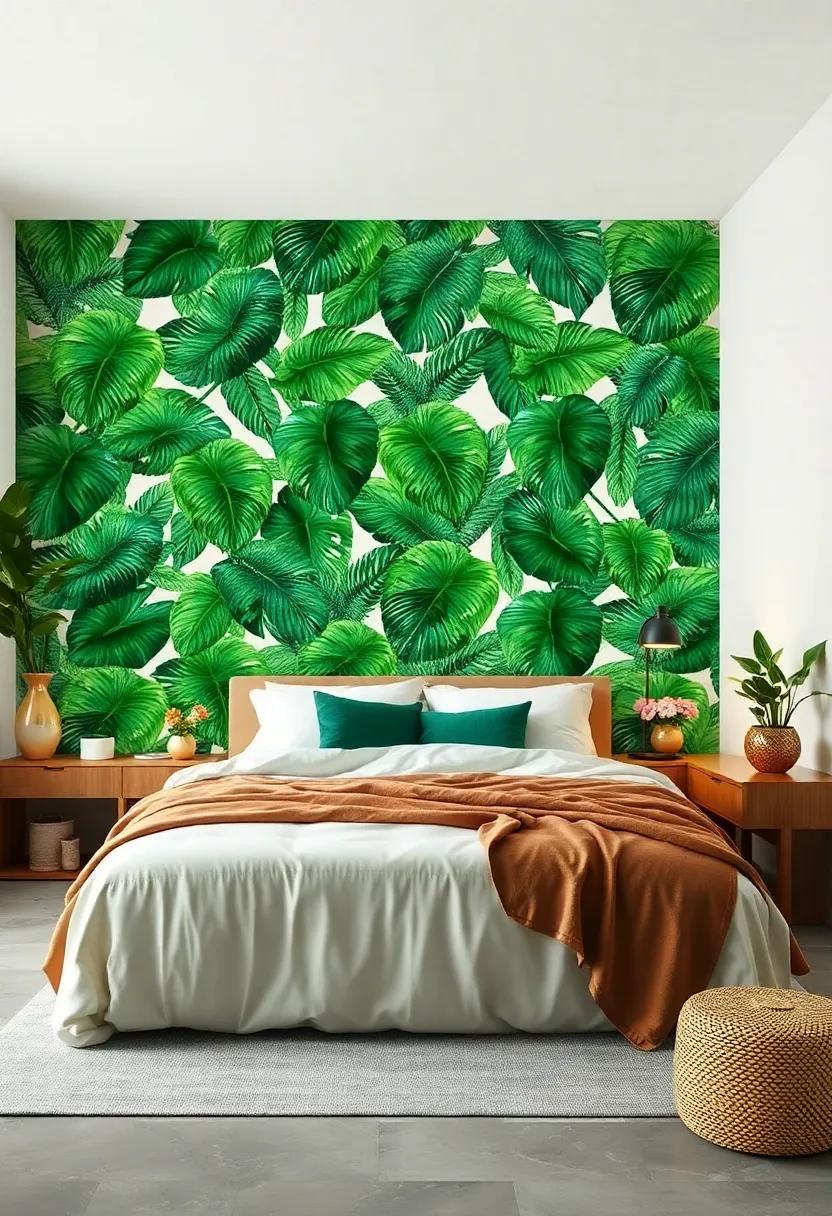 Embrace the jungle vibe with a vibrant green⁢ monstera ⁤wallpaper that breathes life into your ⁣sanctuary, making ⁢every morning feel like a tropical getaway