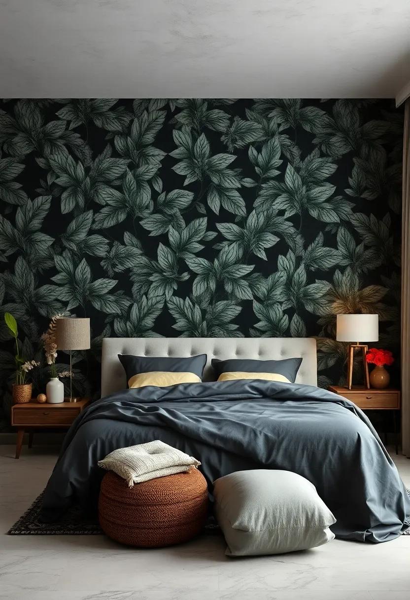 Set a romantic tone with a dark​ tropical ⁣leaf print that ⁢creates an intimate vibe, perfect ​for cozy⁤ evenings at home