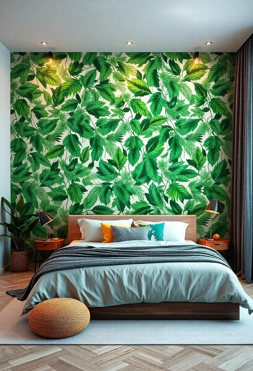 utilize‌ a tropical vine pattern that‌ winds ⁤gracefully across ‌your walls,adding texture and a sense of‌ movement to your room's design
