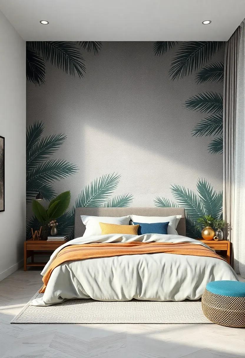 Wrap your ​walls⁣ in a dreamy night sky adorned‌ with palm silhouettes, turning your‍ bedroom into a serene ⁤nighttime escape