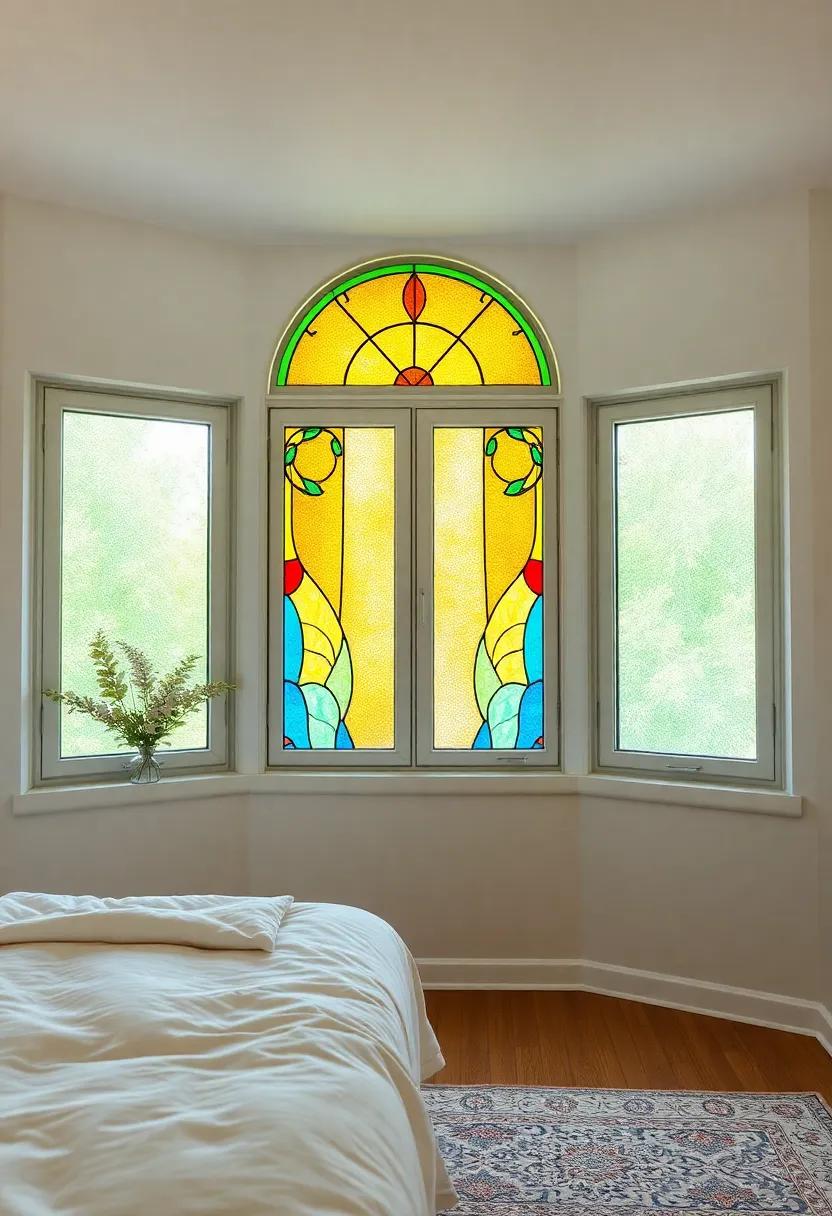 Artistic Appeal of Stained Glass window Accents in Bedroom Design