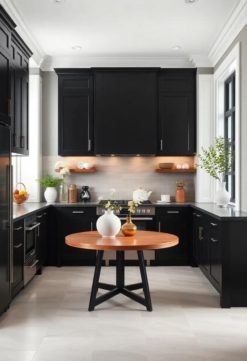 Classic⁢ White Trim: Frame ‍black ⁤cabinets with classic white trim⁢ to⁤ create ​a sophisticated juxtaposition that brightens the‌ space