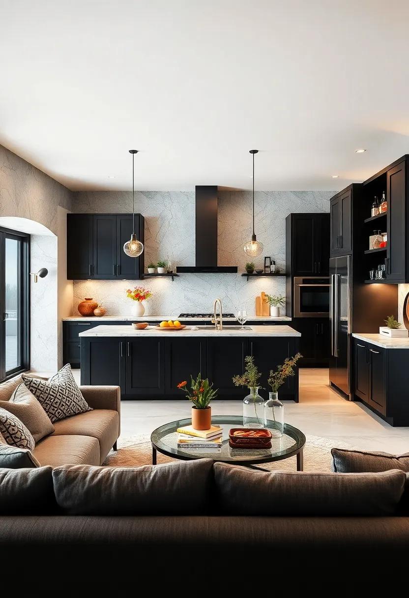 Dual Functionality: ​Design an⁣ island featuring black ​cabinets⁣ that act as both storage and ​a social hub for entertaining