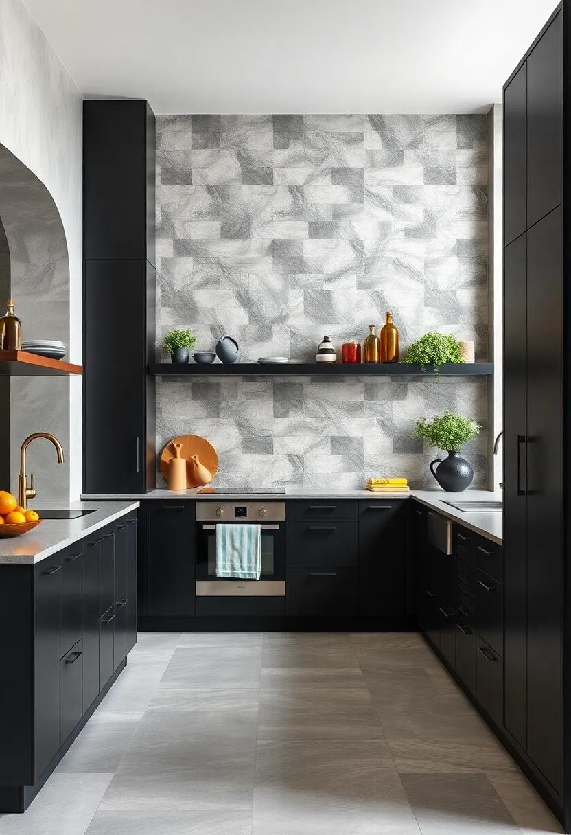 Grouted tiles: Use ⁤grouted tiles on ⁢the walls to create texture and interest‍ alongside sleek black cabinets
