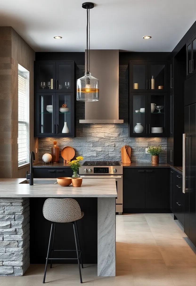 Industrial Vibes: Integrate metal accents and ⁢open​ frames with⁢ black cabinetry for an urban, industrial style