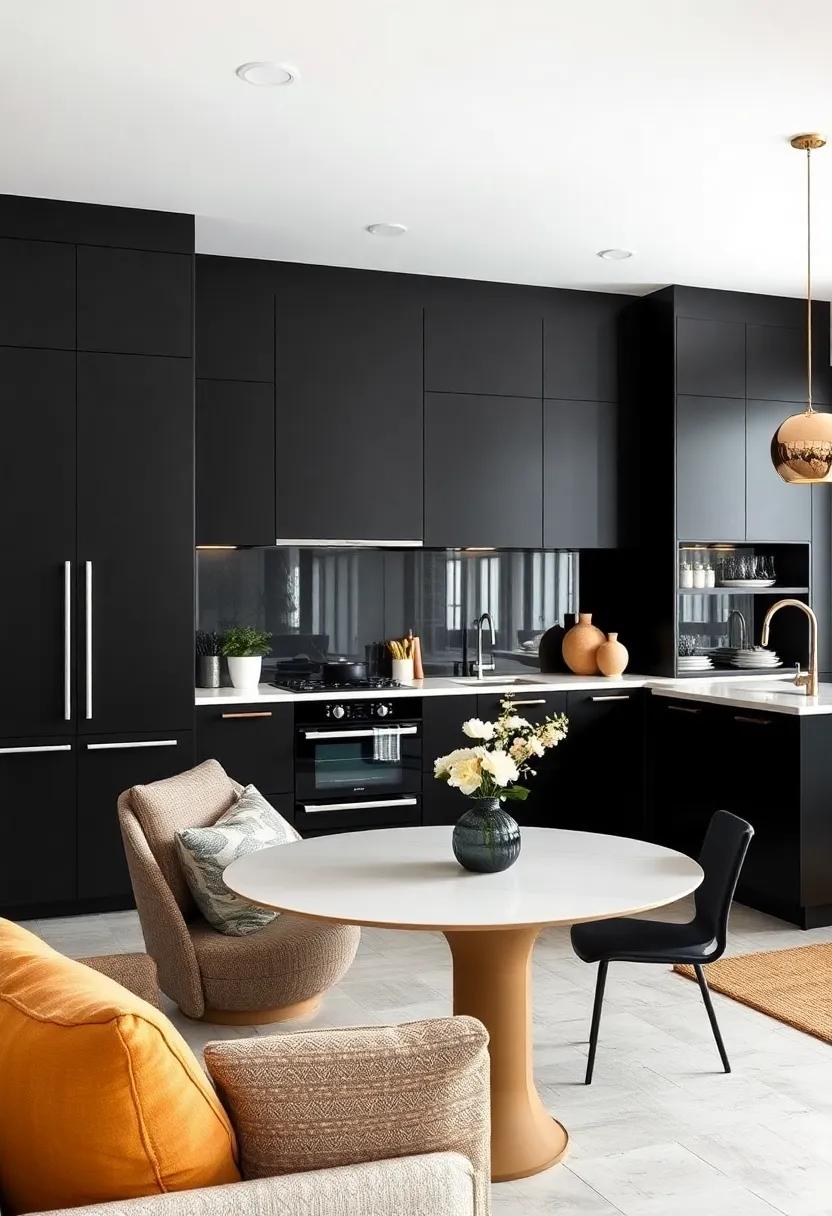 Sleek and Minimalist: Embrace a ​streamlined design with⁢ flat-panel black cabinets and clean lines for a modern touch